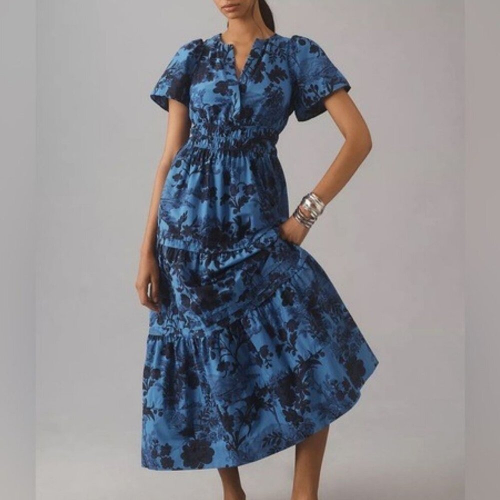 Anthropologie Somerset Maxi Dress in Blue Floral - Size L